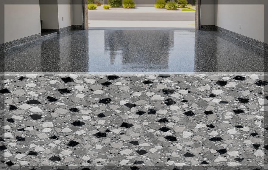 Finished two-car garage floor in Granite flake, Scottsdale
