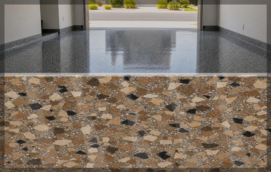 Finished backyard patio floor in Saddle flake, Scottsdale